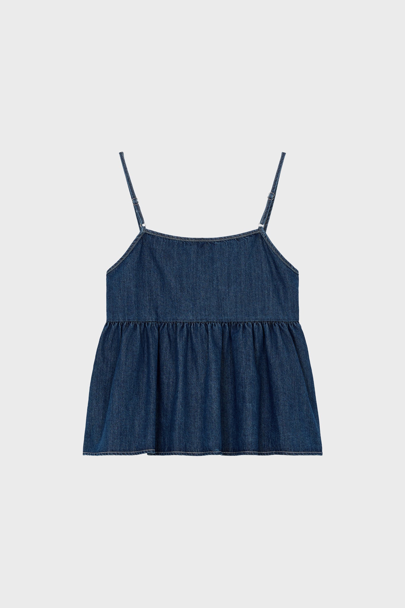 Dark blue denim double tie front tank top_2