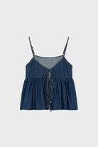 Dark blue denim double tie front tank top_1