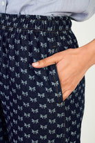 Dark blue ribbon denim jeans_3