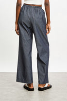 Dark blue vertical stripe drawstring trousers_2