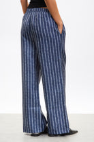 Dark blue vertical striped wide leg trousers_2
