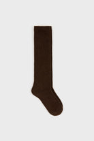 Dark brown knee high cashmere blend socks_1
