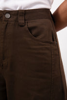 Dark brown twisted seam wide leg jeans_3