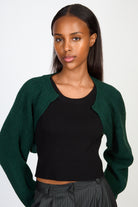 Dark green knit shrug_1