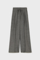 Dark grey and white pinstripe drawstring trousers_1