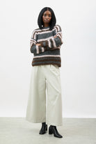 Pink grey and brown wool blend fuzzy striped jumper_4