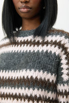 Pink grey and brown wool blend fuzzy striped jumper_3