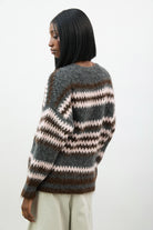 Pink grey and brown wool blend fuzzy striped jumper_2