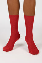Dark red modal blend ribbed socks_4