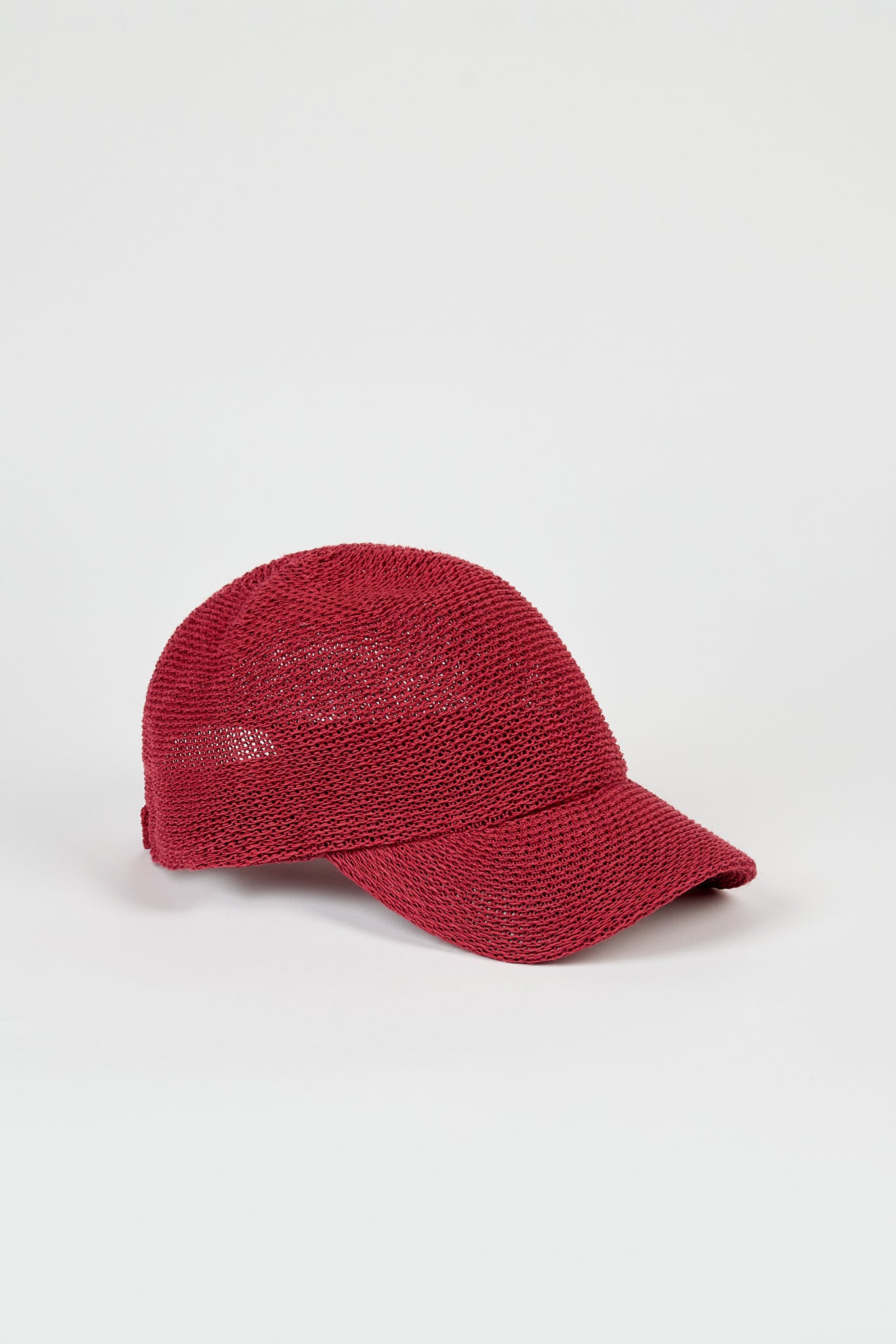 Dark red straw weave baseball hat_1