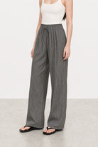 Dark grey and white pinstripe drawstring trousers_2