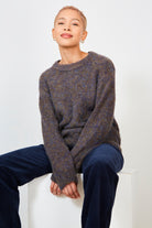 Dark brown and blue ultra soft mohair jumper_1