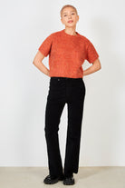 Dark orange wool blend mix knit short sleeve jumper_3