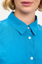 Deep blue linen short sleeve shirt_3