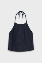 Denim open back halter neck top_6
