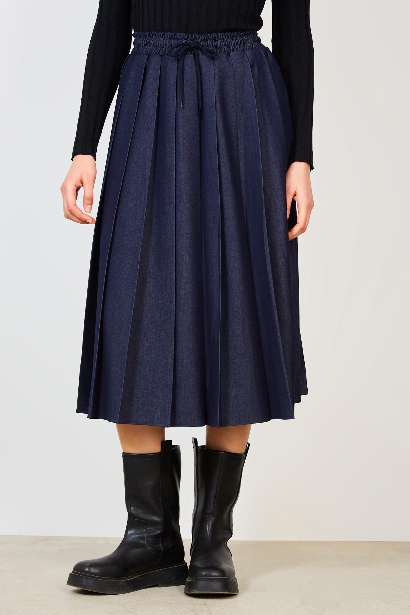 Denim pleated skirt_1