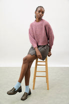 Dusty pink flecked chunky knit cropped jumper_5