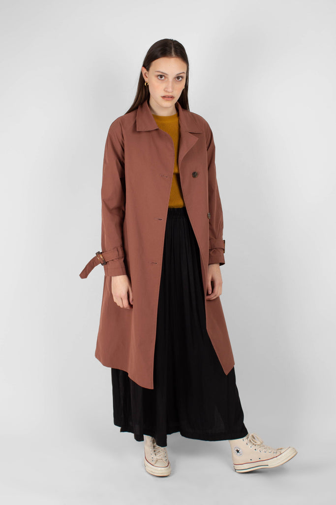 Dusty pink single breasted trench coat_1
