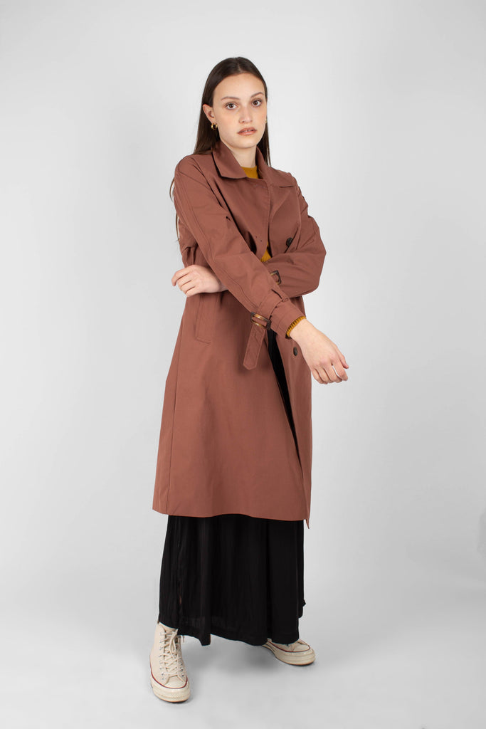 Dusty pink single breasted trench coat_2