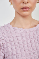 Dusty pink textured puff long sleeve top_5