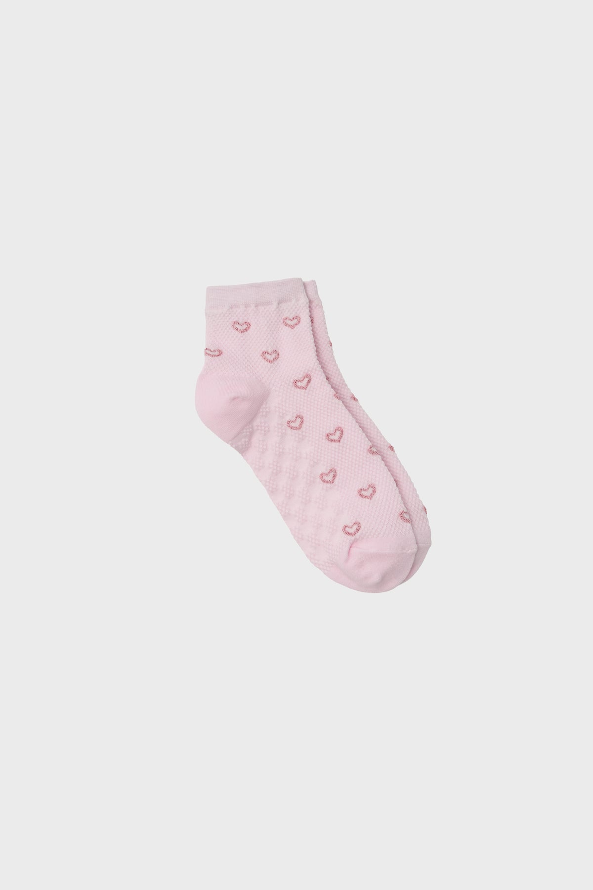 Pink textured pink hearts ankle socks_1