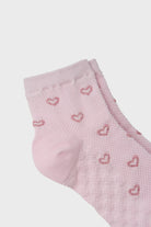 Pink textured pink hearts ankle socks_2