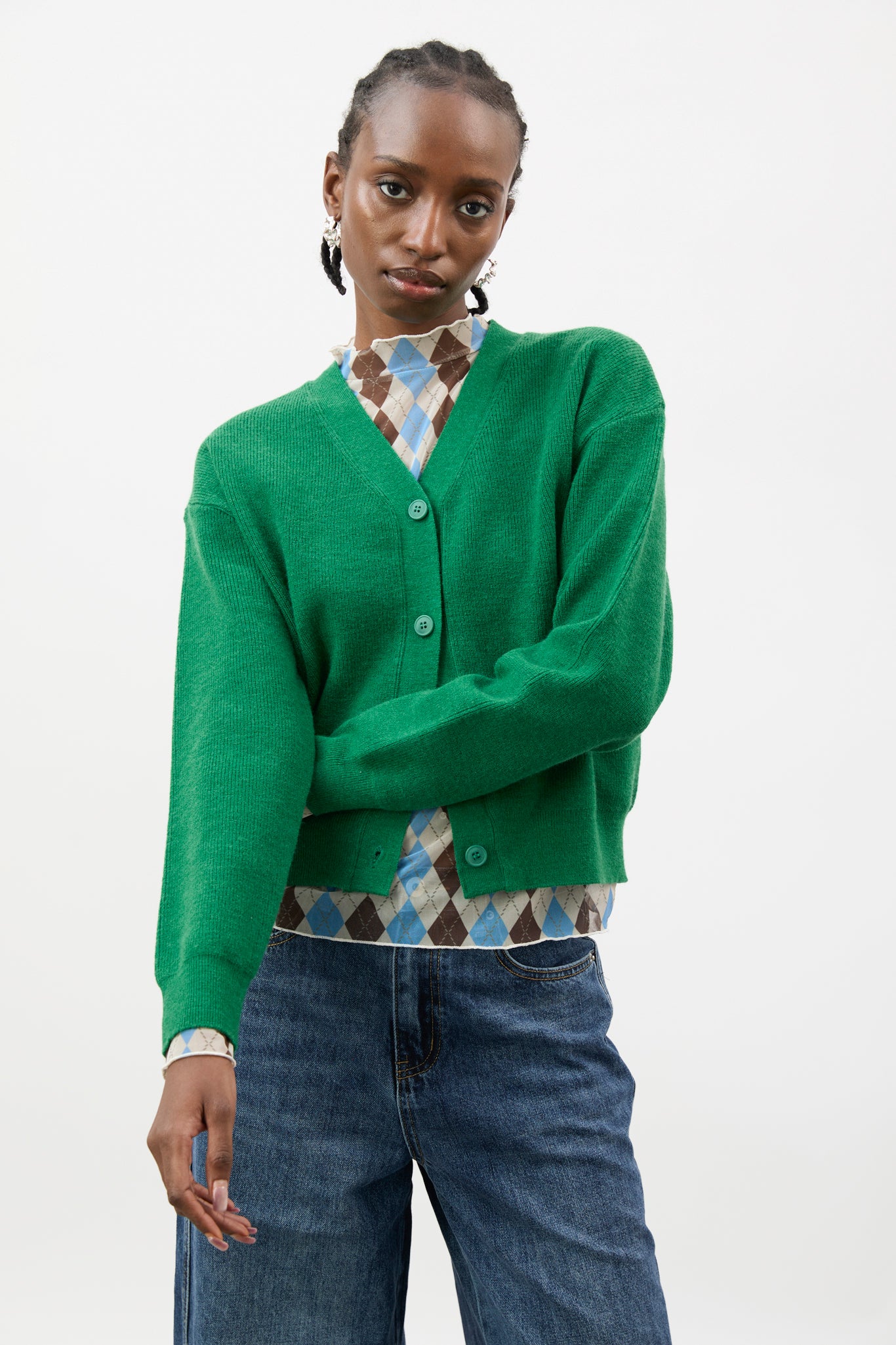 Emerald green smart cardigan | Glassworks London