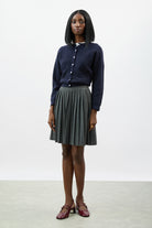 Charcoal grey wool blend knit pleated skirt_5