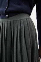 Charcoal grey wool blend knit pleated skirt_3