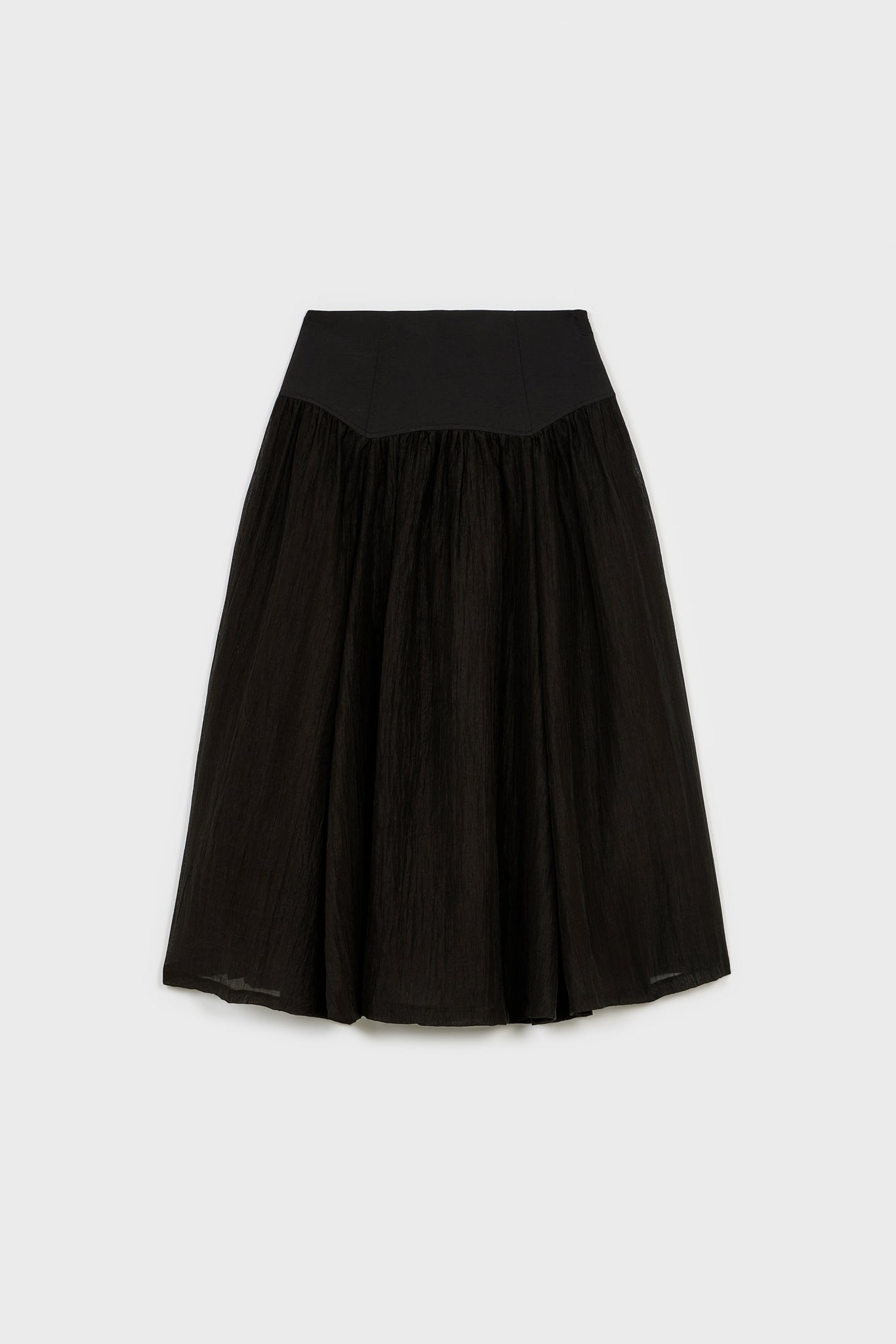 Black drop waist contrast chiffon touch skirt_1