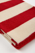 Burgundy and ivory wool blend block striped scarf_2