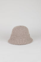 Dark beige knit ribbed trim bucket hat_1