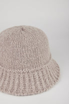 Dark beige knit ribbed trim bucket hat_2