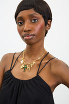 Gold chain cross charm necklace_1