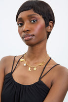 Gold chain link cowboy charm necklace_1