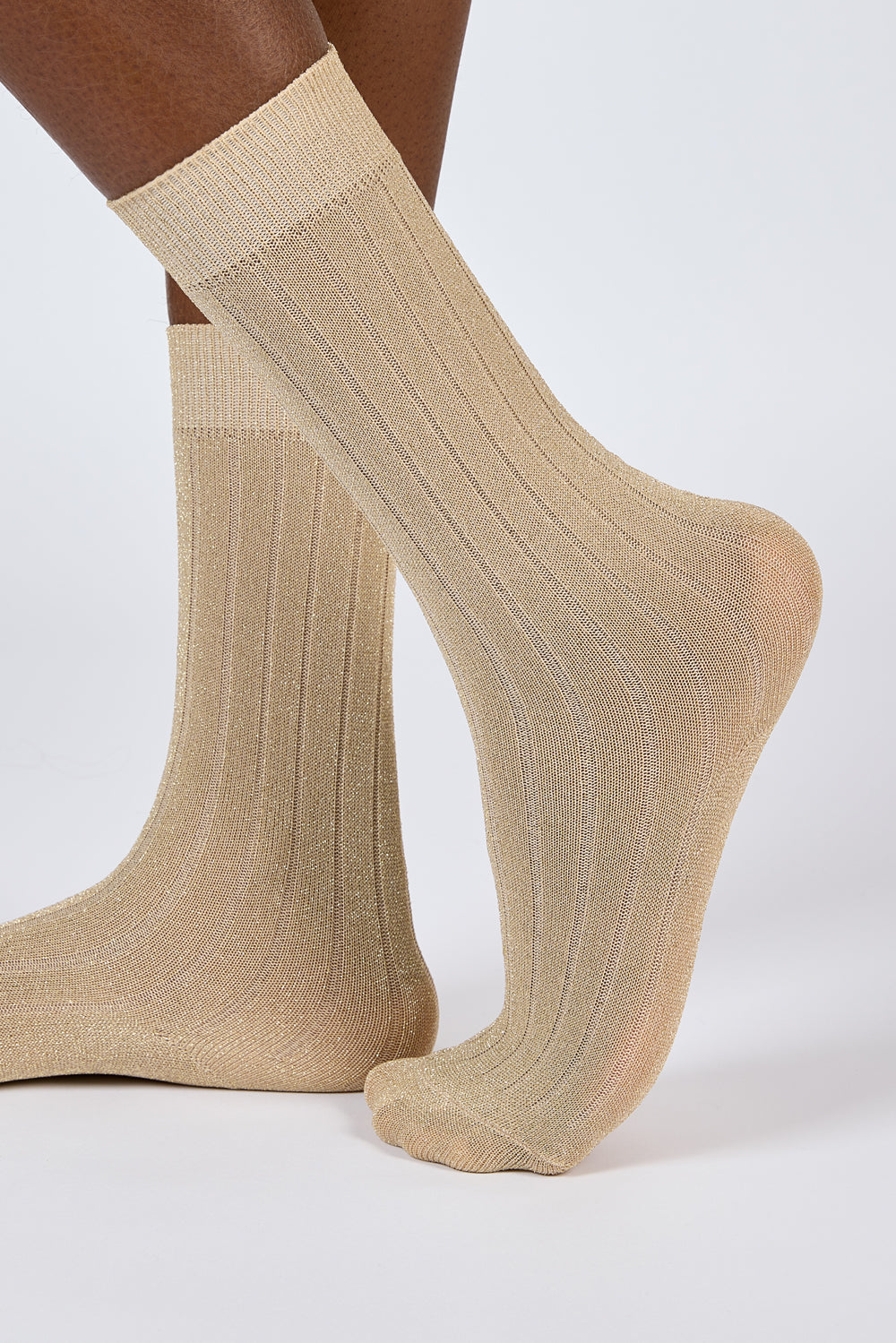 Gold glitter long ribbed socks_3