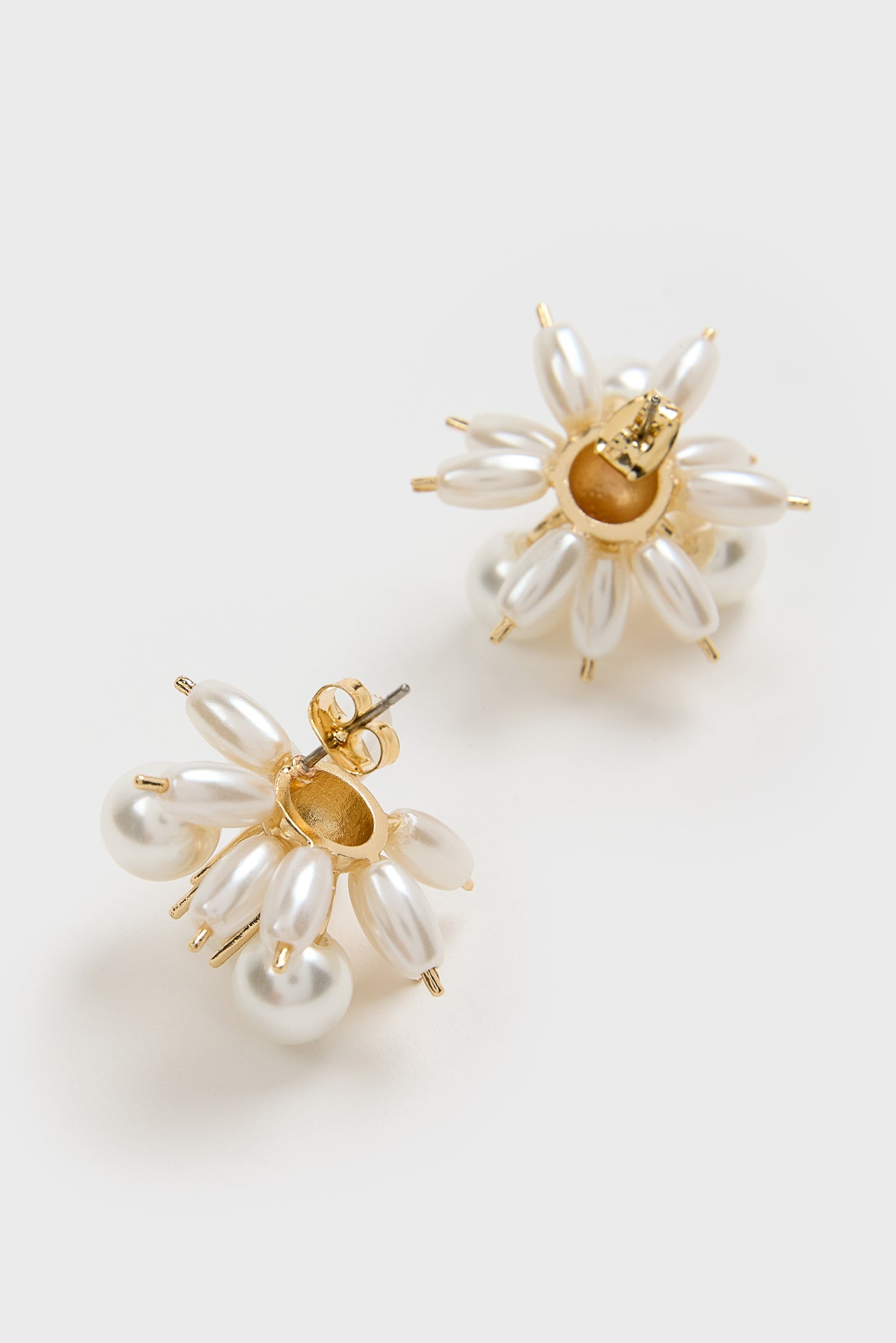 Gold pearl cluster earrings