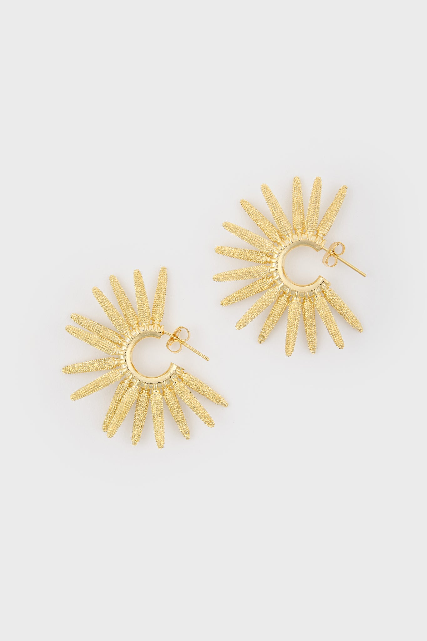 Gold thick cones starbust hoop earrings_1