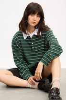 Green and navy blue striped rugby shirt_5