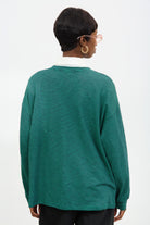 Green and navy horizontal stripe long sleeve tee_2