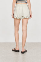 Green and white seersucker striped blouson shorts_2