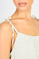 Green and white striped button front tank_3