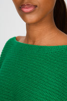 Green horizontal rib boat neck jumper_3