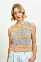 Green orange and lilac bright striped sweater vest_1