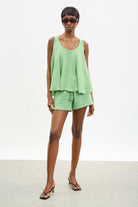 Green pure cotton flare tank_5