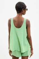 Green pure cotton flare tank_3