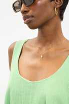 Green pure cotton flare tank_4