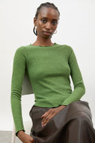 Green ruffle trim ribbed top_6