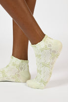 Green semi sheer bow pop socks_3