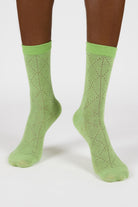 Green semi sheer dotted diamond socks_2